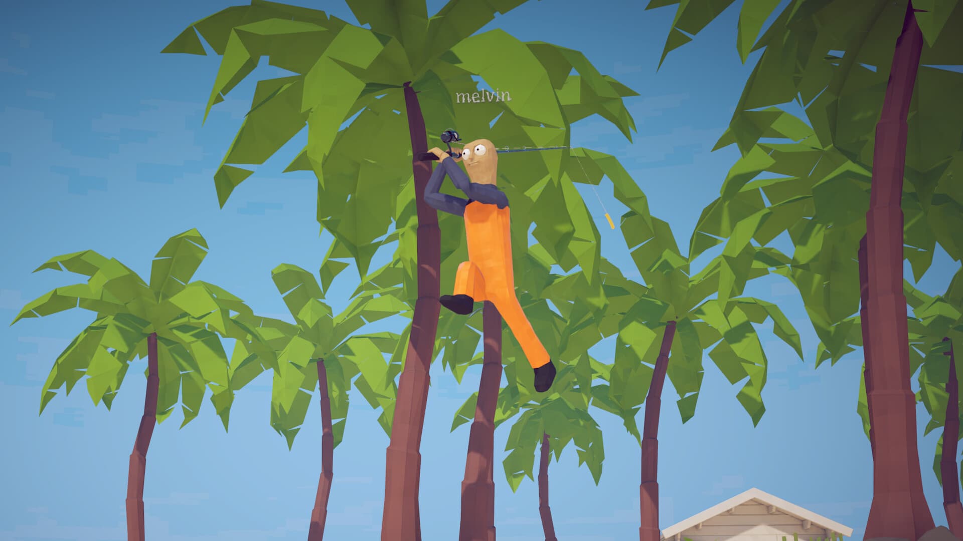 A player caught by a large bird on a tropical island